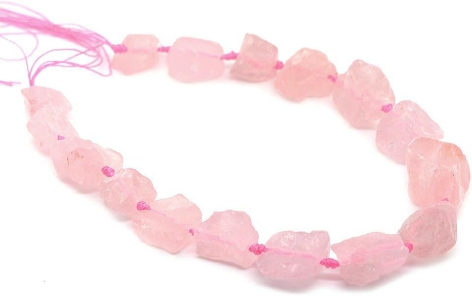 Raw Rose Quartz Graduated Nugget Beads, 2mm Drilled