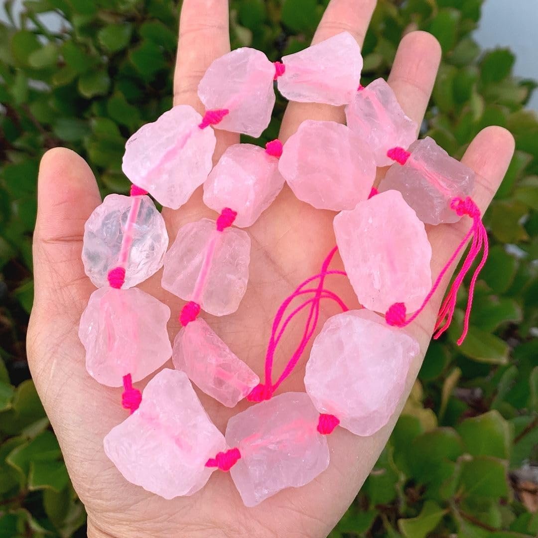 Adabele 15-Inch Raw Pink Rose Quartz Nugget Beads