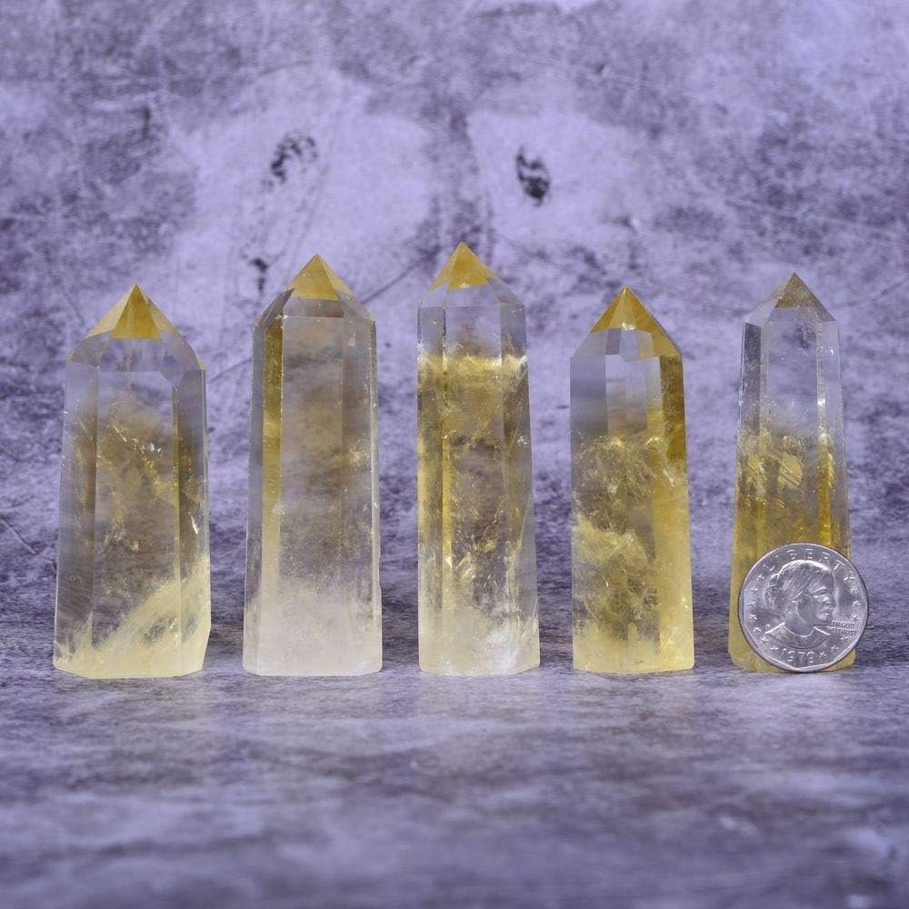 Natural Citrine Healing Crystal Hexagonal Pointed Prism Decor