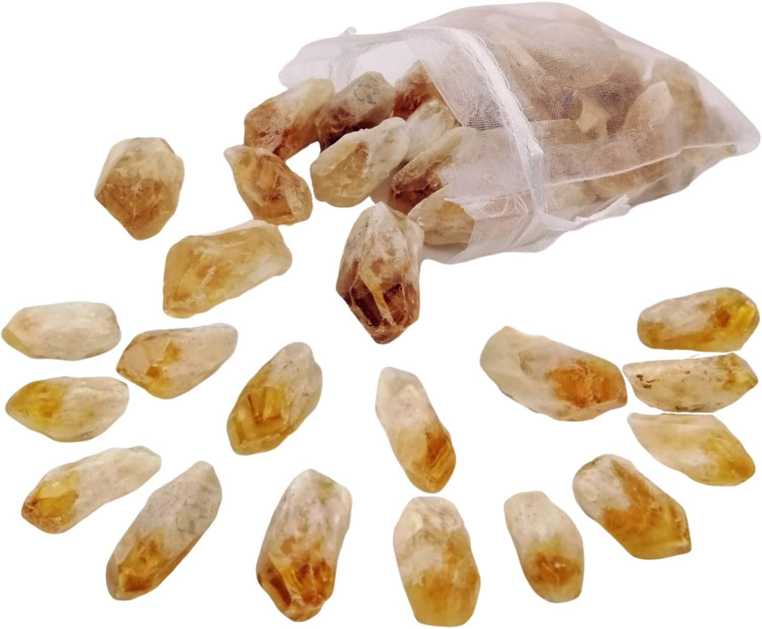 Raw Citrine Crystal Points, Natural Rough Reiki Stones