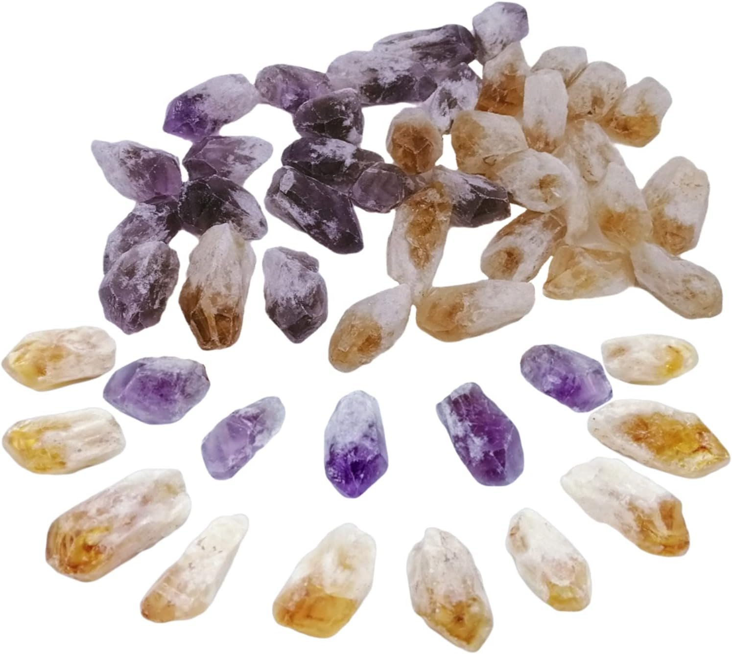 Amethyst & Citrine Raw Crystal Healing Stones, 30-36 Pcs