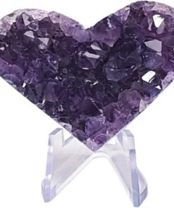 Luckeeper Heart Amethyst Cluster Geode with Display Stand