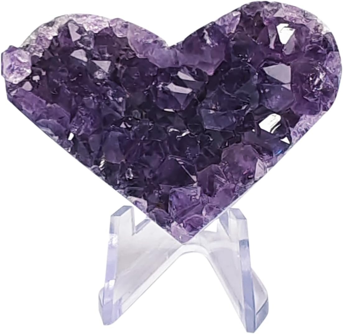 Luckeeper Heart Amethyst Cluster Geode with Display Stand