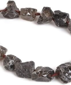 Natural Raw Smoky Quartz Graduated Nugget Bead Strand