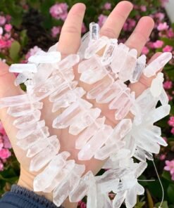 Adabele Raw Clear Quartz Spike Gemstone Beads 15 Inch