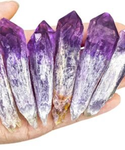 6pcs Natural Raw Amethyst Crystal Point Wand Set