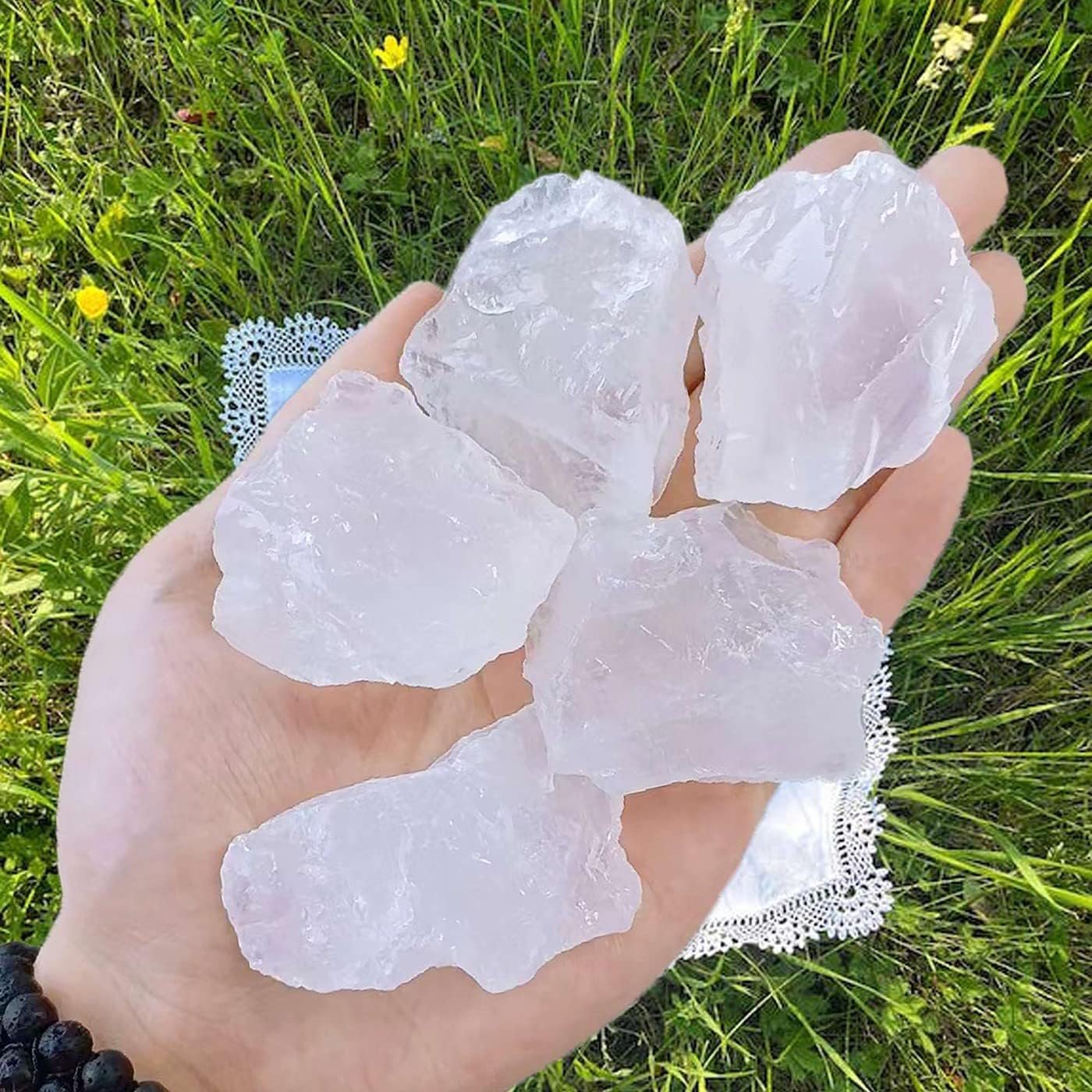 LAIDANLA Clear Quartz Natural Raw Healing Crystals, 4PCS