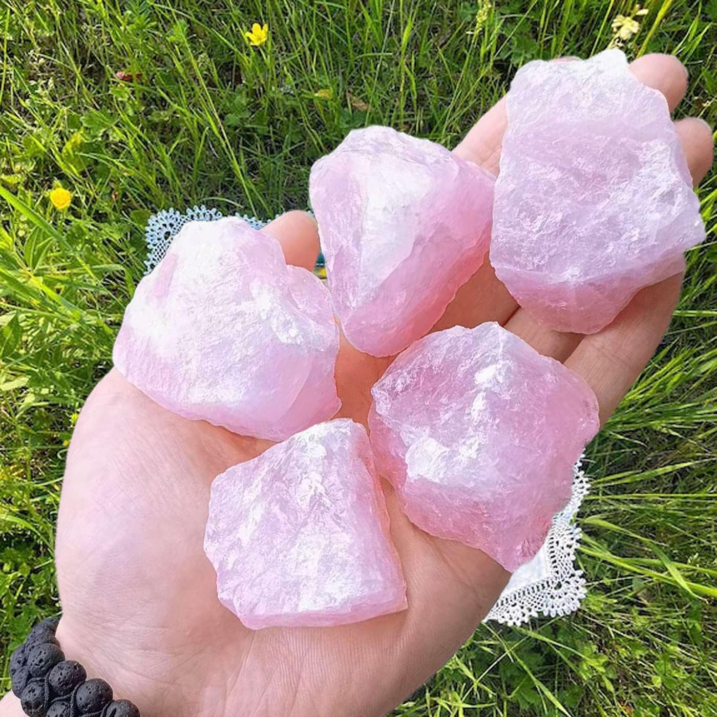 LAIDANLA Rose Quartz Raw Healing Crystals, 4PCS 0.55lb