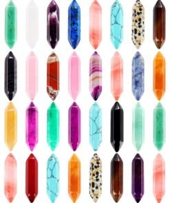 Ecation 40pcs Hexagonal Healing Crystal Wands, Multicolour