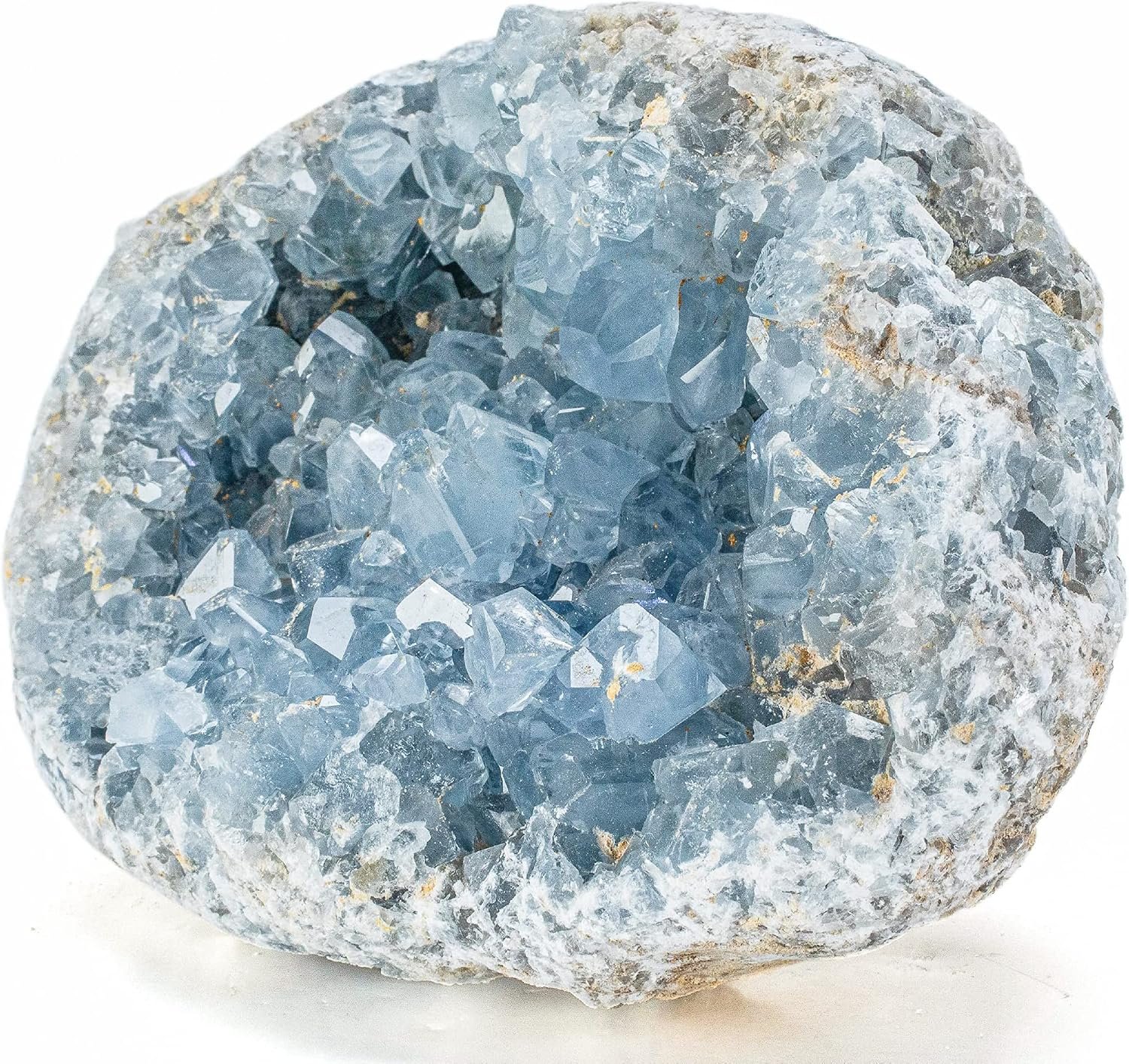 KALIFANO Raw Celestite Crystal Cluster Geode – Healing Stone